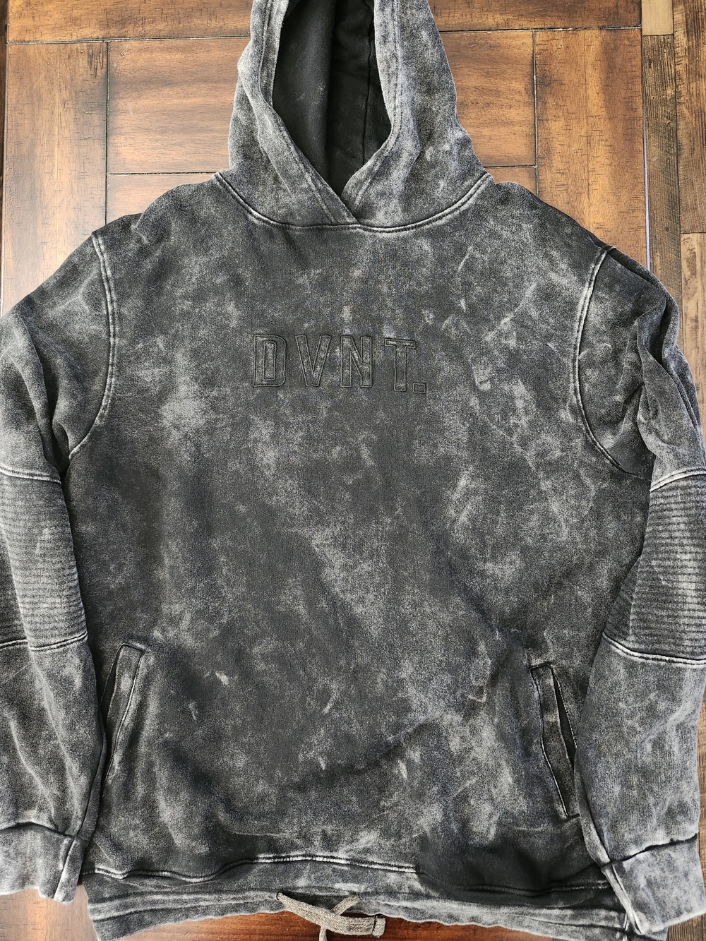 DVNT Acid Washed Black Hoodie Large